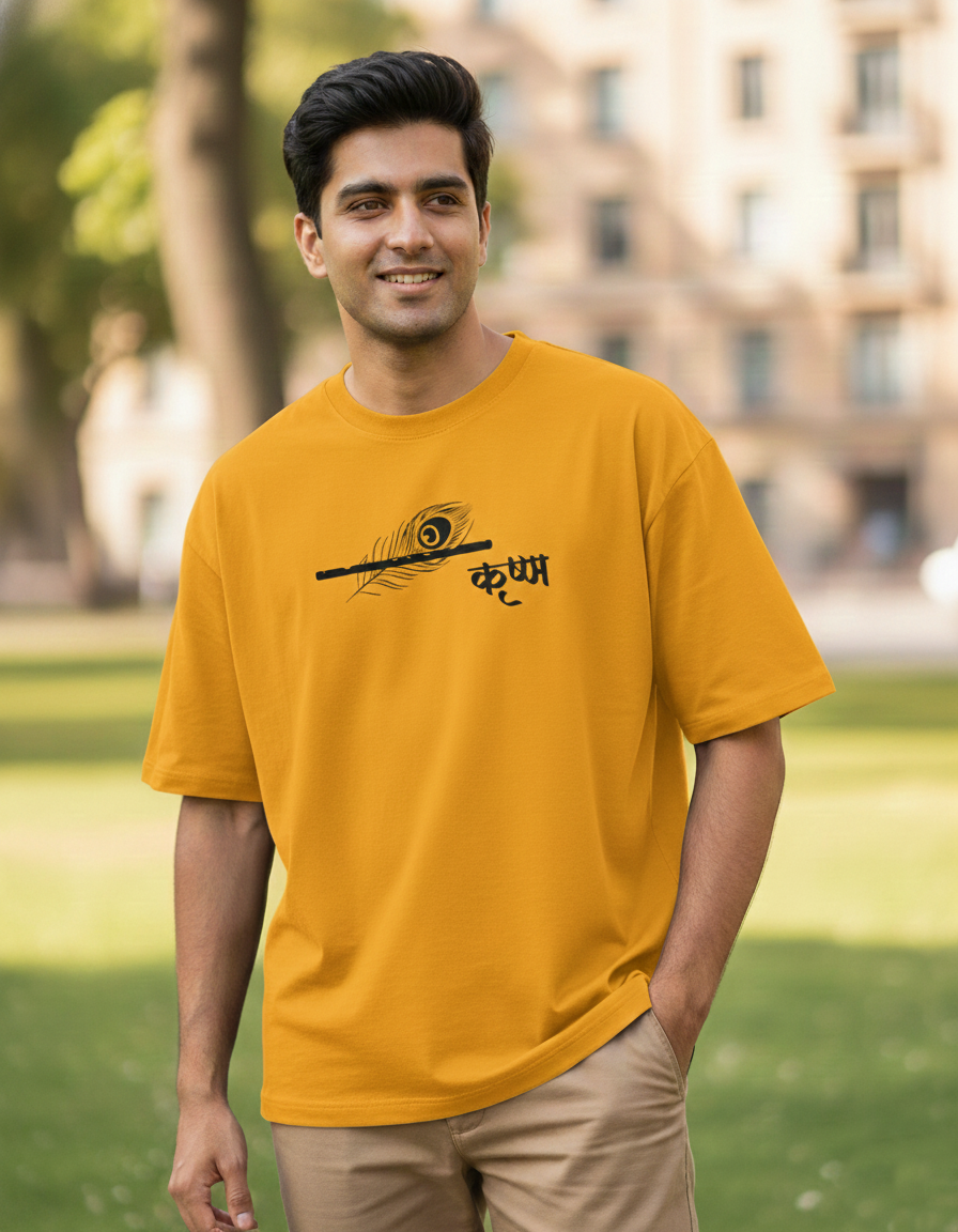 Krishna – The Essence of Krishna | Premium Bio-washed Cotton Oversized T-Shirt