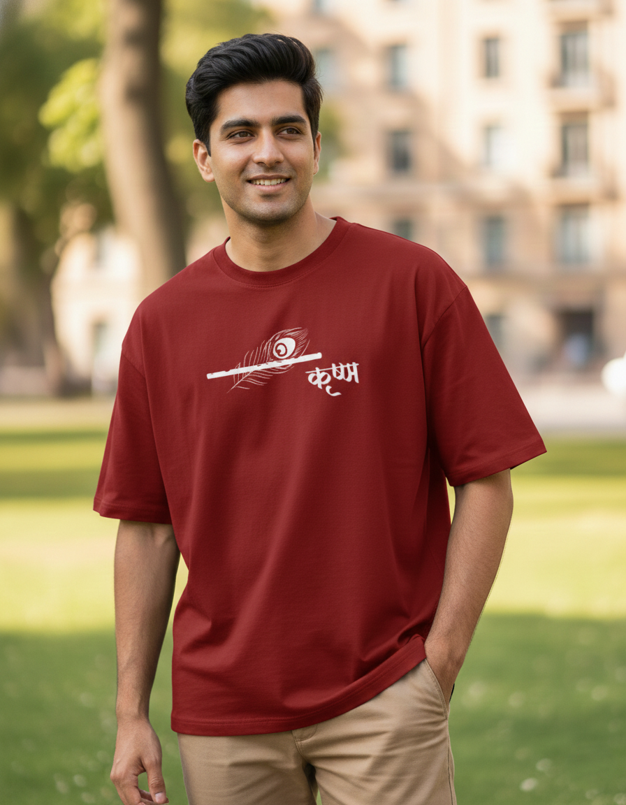 Krishna – The Essence of Krishna | Premium Bio-washed Cotton Oversized T-Shirt