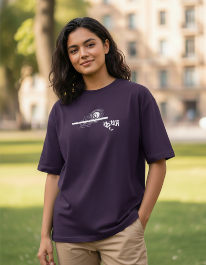 Krishna – The Essence of Krishna | Premium Bio-washed Cotton Oversized T-Shirt