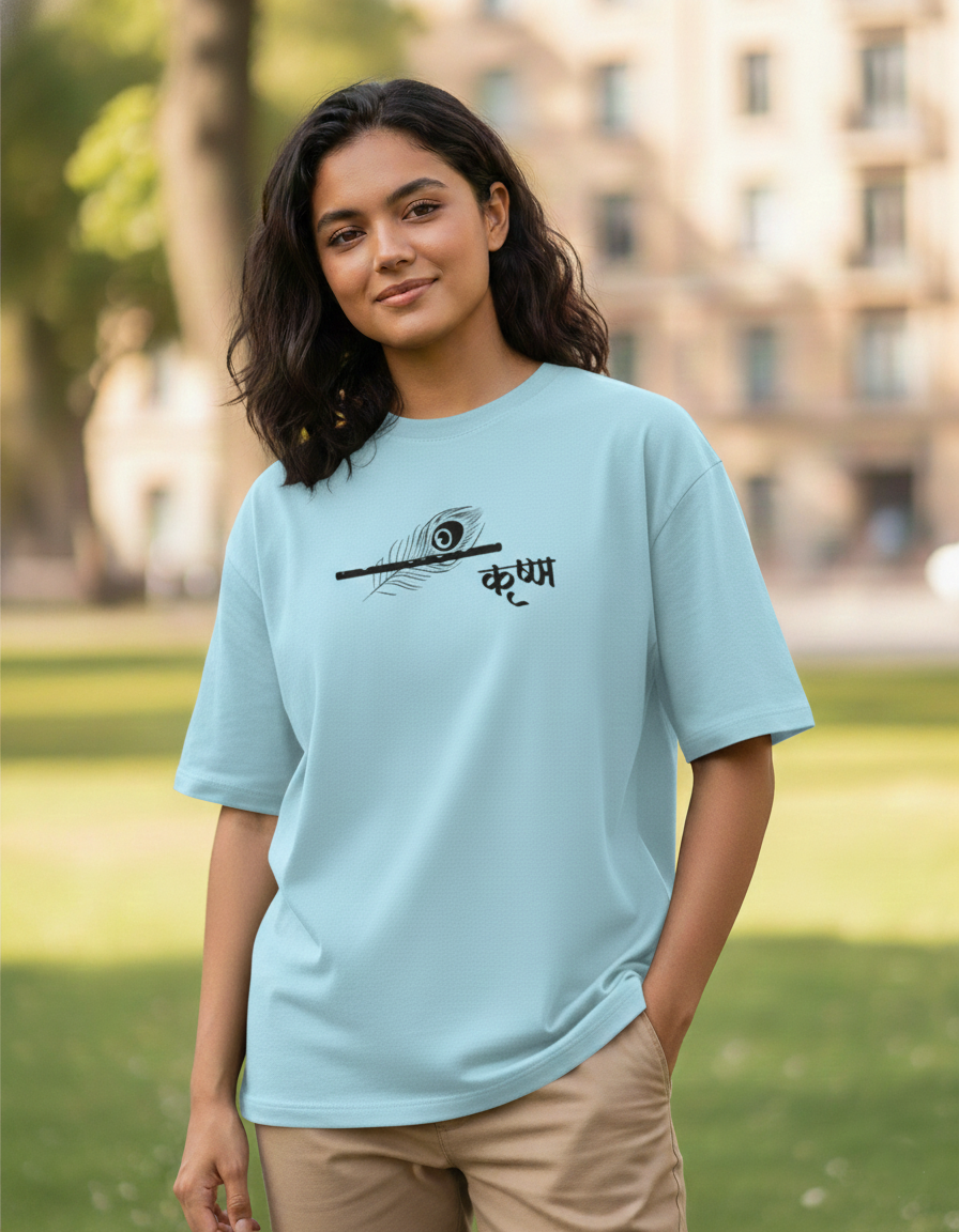 Krishna – The Essence of Krishna | Premium Bio-washed Cotton Oversized T-Shirt