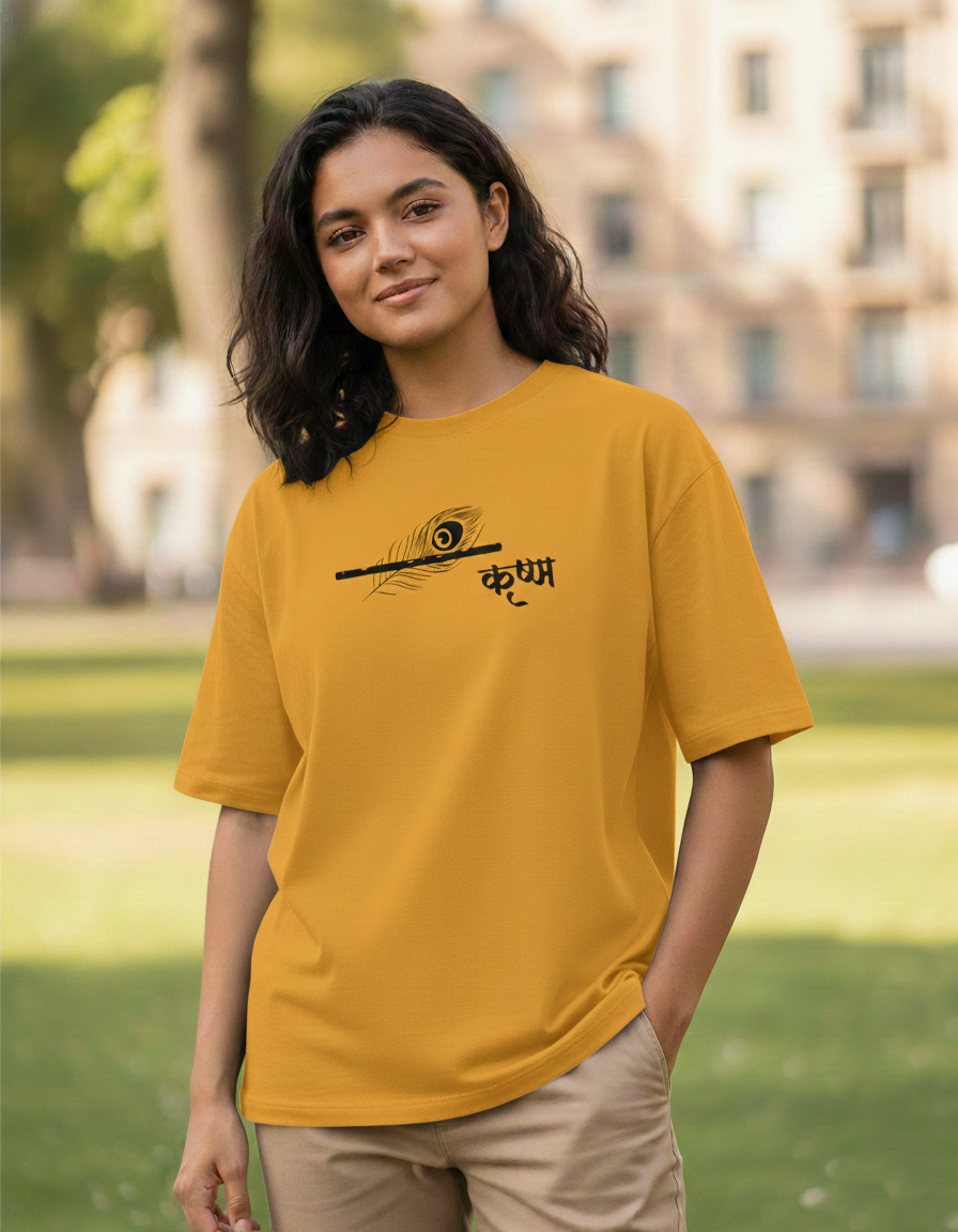 Krishna – The Essence of Krishna | Premium Bio-washed Cotton Oversized T-Shirt